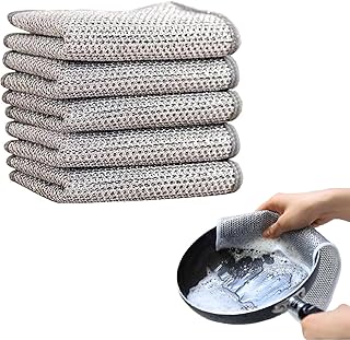 5 peças pano de cozinha com arame, panos multiusos de fio para lavar pratos, panos de limpeza multifuncionais sem riscos, para húmido e seco, pano de limpeza reutilizável, para cozinha