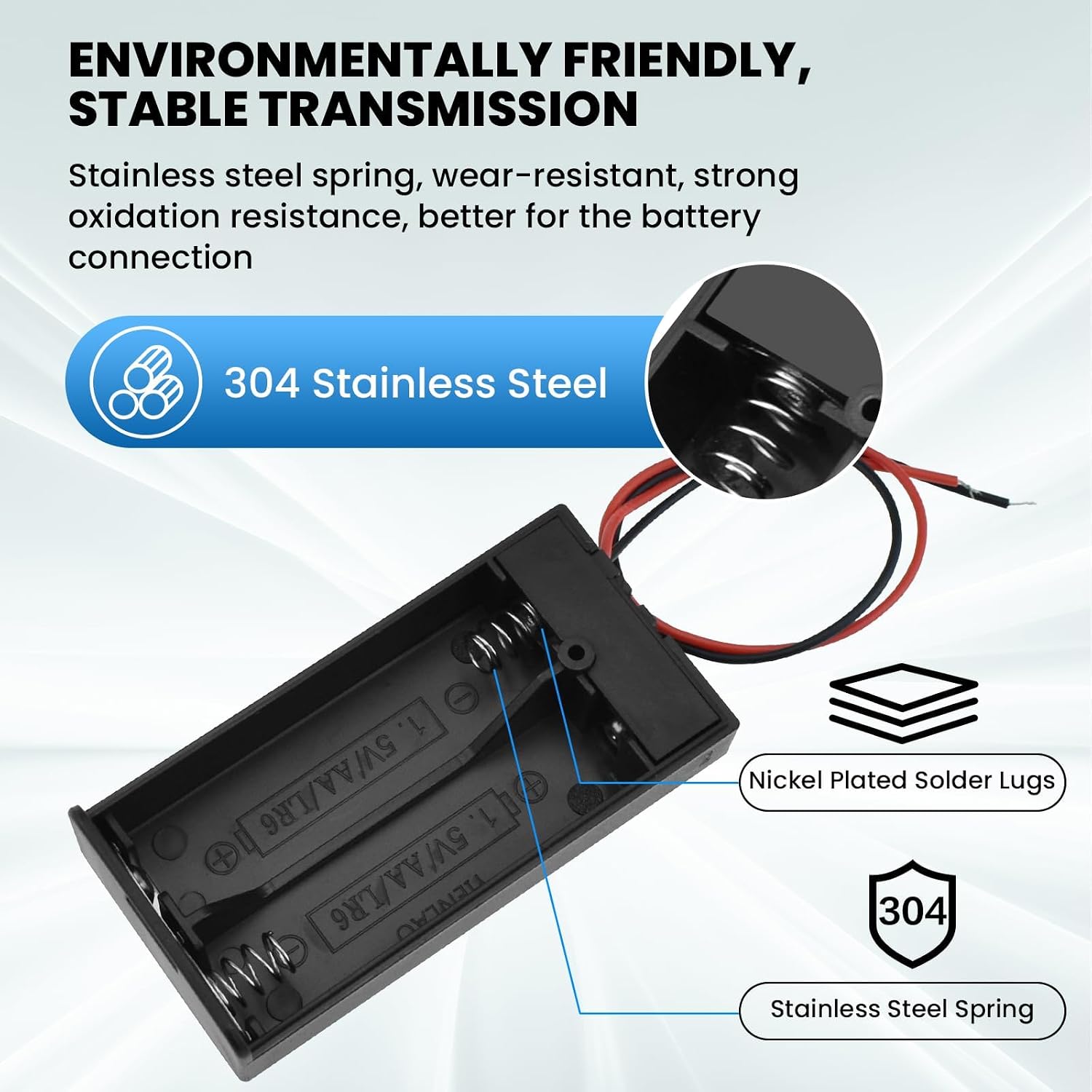 SDTC Tech 2 x 1.5V AA Battery Holder with Wires, 3 Volt Battery Case Box with ON/Off Switch, 3V Battery Holder with Leads and Switch, 4 Packs