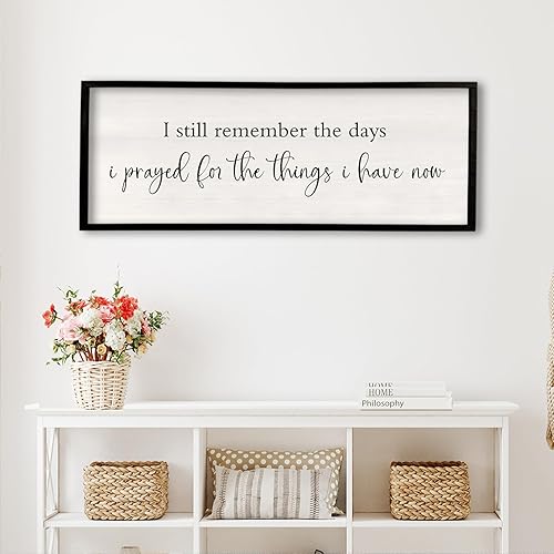 Miniatura 5 de Letrero con texto en inglés "I Still Remember the Days I Prayed" de 32 x 12 pulgadas, decoración de pared grande para sala de estar, placa enmarcada