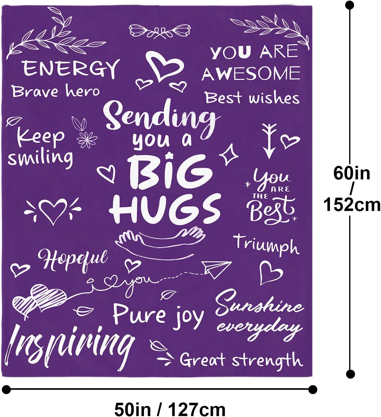 Wajade Get Well Gifts for Women Men After Surgery Hug Inspirational Blanket for Woman Thinking of You Gifts Healing Blanket Cancer Care Sympathy Gifts for Women Men Purple 50"x60" - Image 7