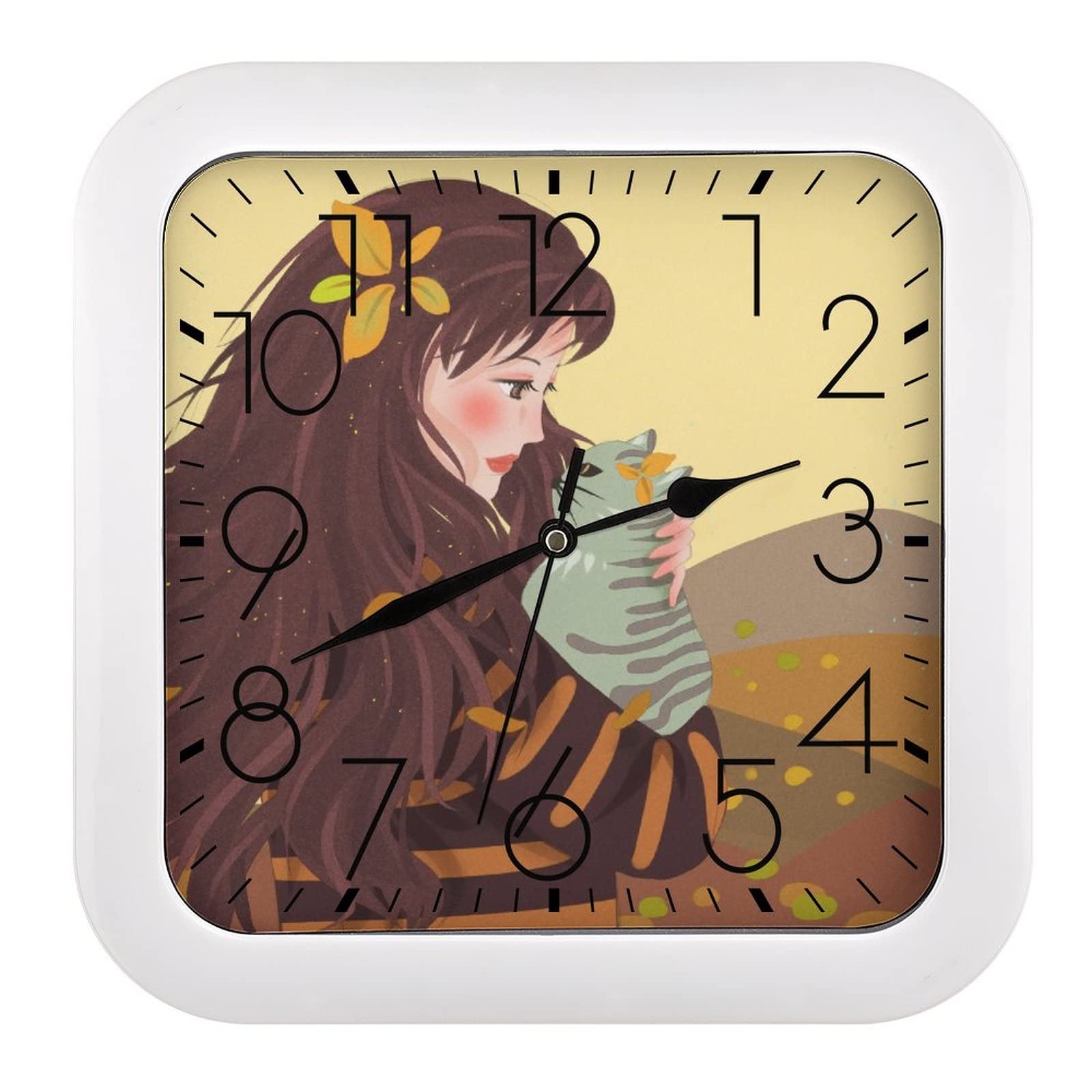 Horloge murale carrée grands chiffres lisibles contre la fatigue visuelle