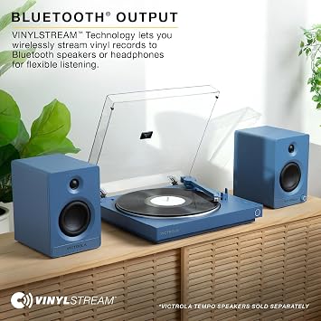 Victrola Fully Automatic Bluetooth Turntable w Audio Technica ATN3600L Cartridge, Automatic Repeat Function, 2-Speed Vinyl Record Player, Wireless Bluetooth Streaming, Preamp & Aluminum Platter Green