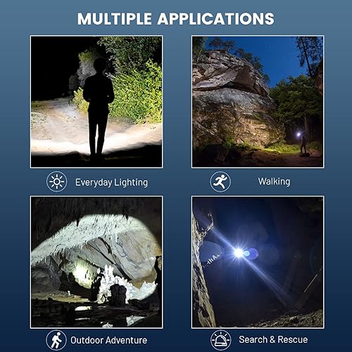 Miniatura 8 de KINGCAESAR Linternas recargables de alto lúmenes, 90,000 lúmenes, luz de flash súper brillante con 5 modos, IPX7 impermeable potente linterna LED