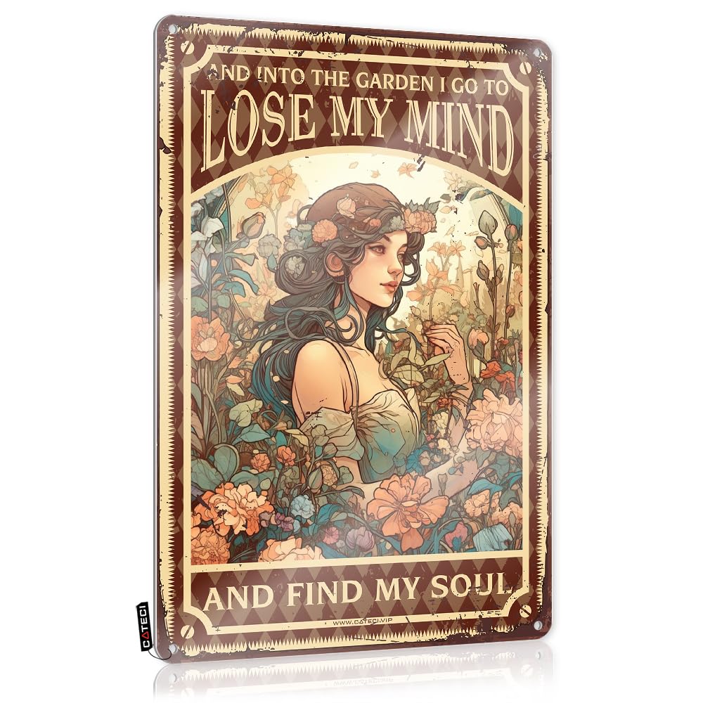 Artwork Scandinavian Retro Wall Decor - And Into The Garden I Go To Lose My Mind And Find My Soul Rustic Wall Art Gift For Plumber Easy Hang For Garage(30X40CM)