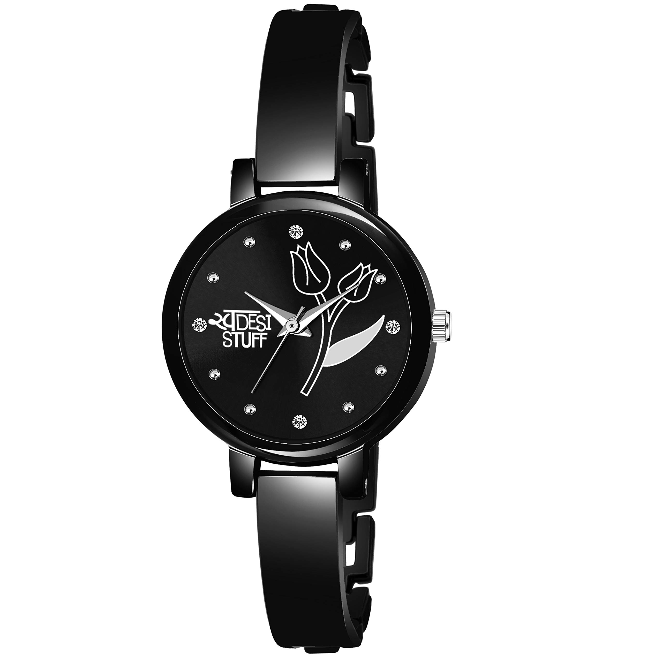SWADESI STUFF Stainless Steel Flower Analogue Girls & Women Watch (Black Colored Dial Black Strap), Black Band (B08LDRYC34) Amazon Price History, Amazon Price Tracker