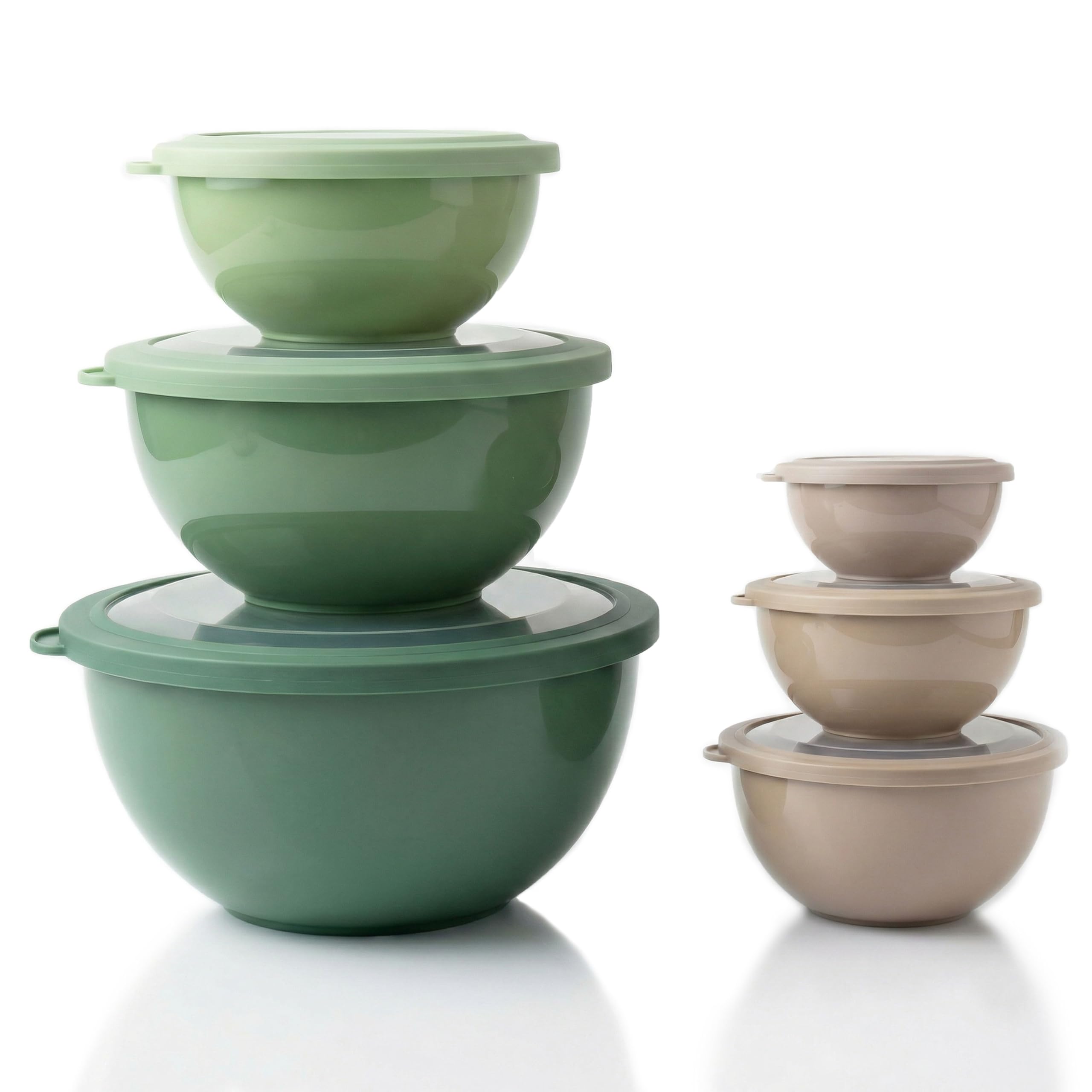 Arendo - Vorratsdosen Set mit Deckel – 0,26 bis 5 Liter - 6er Set - Salatschüssel Rührschüssel - Schüssel Set in verschiedenen Größen – lebensmittelecht – Spülmaschinen und Mikrowellen geeignet