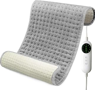 Heating Pad for Neck and Shoulders and Back - 12x24 Inch Electric Heating Pad Period Cramps & Back Pain Relief, 10 Heat Setting, Soft Machine Wash Fabric, Auto-Off & Moist Heat - Gifts for Women & Men