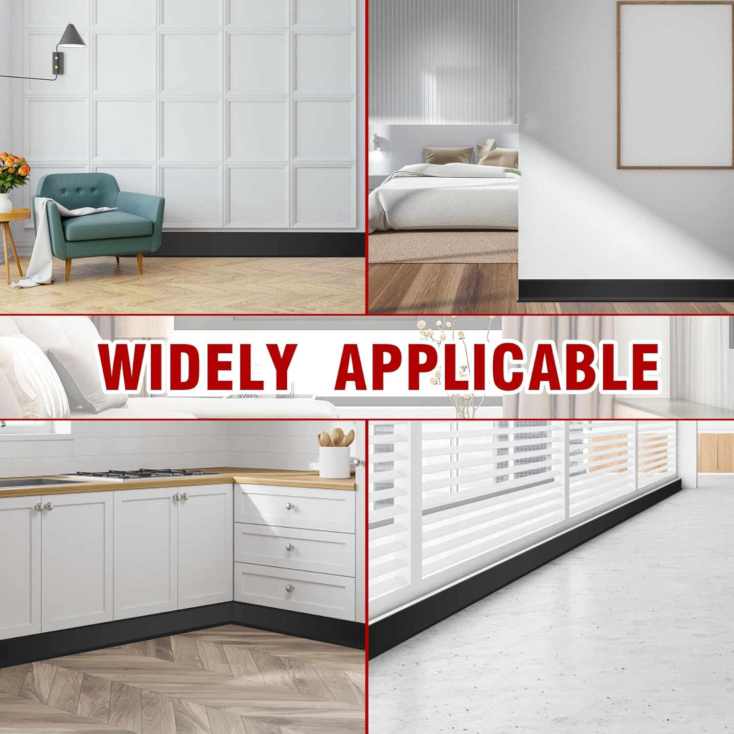 Vinyl Baseboard Molding Trim 4 Inch x 40 Feet Peel and Stick Baseboard Trim Flexible PVC Cove Base Moulding Self-Adhesive Trim for Garage Bathroom Cabinet Floor Walls, Black - Image 5