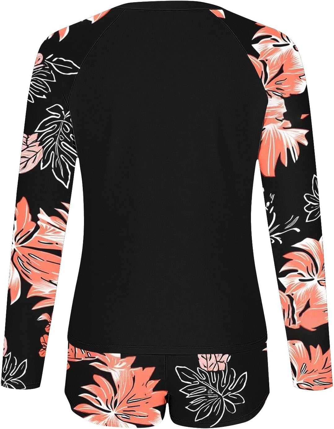 YRAETENM Women Two Piece Rash Guard Long Sleeve Swimsuits Quick Dry Athletic Bathing Suit UV UPF 50+ Swim Shirt with Boyshort