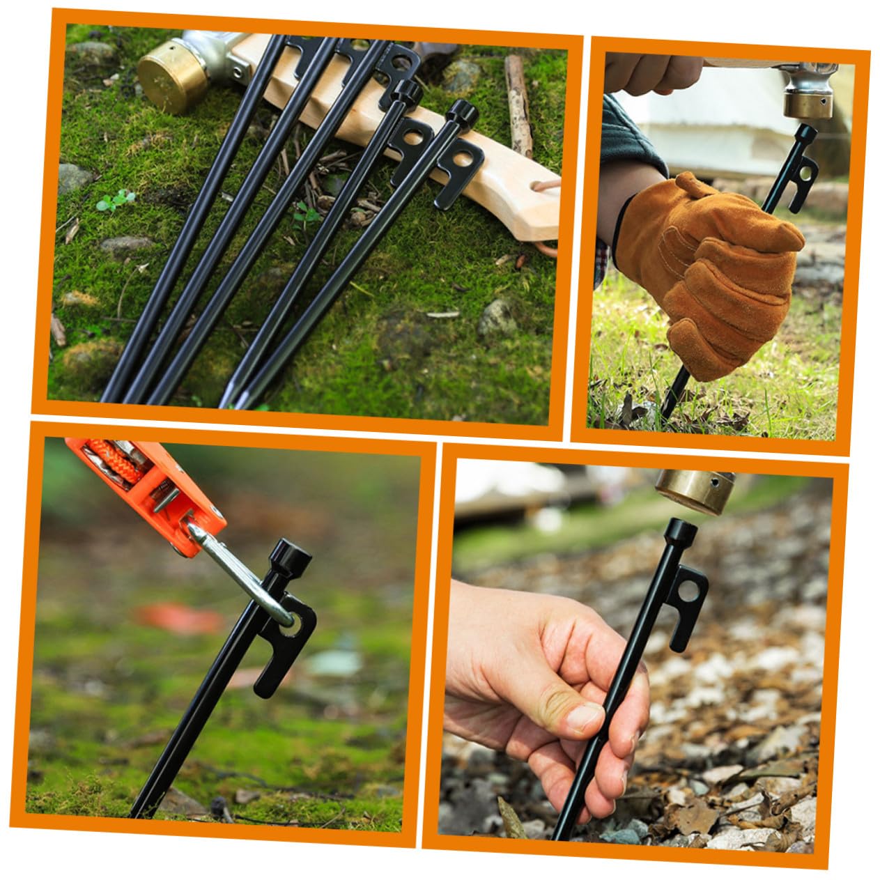 10 pièces Piquets de Tente Métal Piquets de Fixation Sol Robustes Anti-Vent pour Camping Extérieur Accessoires Tente