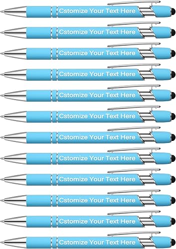 Miniatura 15 de Kingluu 12 Piezas Bolígrafos Personalizados con Stylus, Escritura Suave, Bolígrafos Personalizados de Tinta Negra con Tu Nombre Logo Mensaje Texto