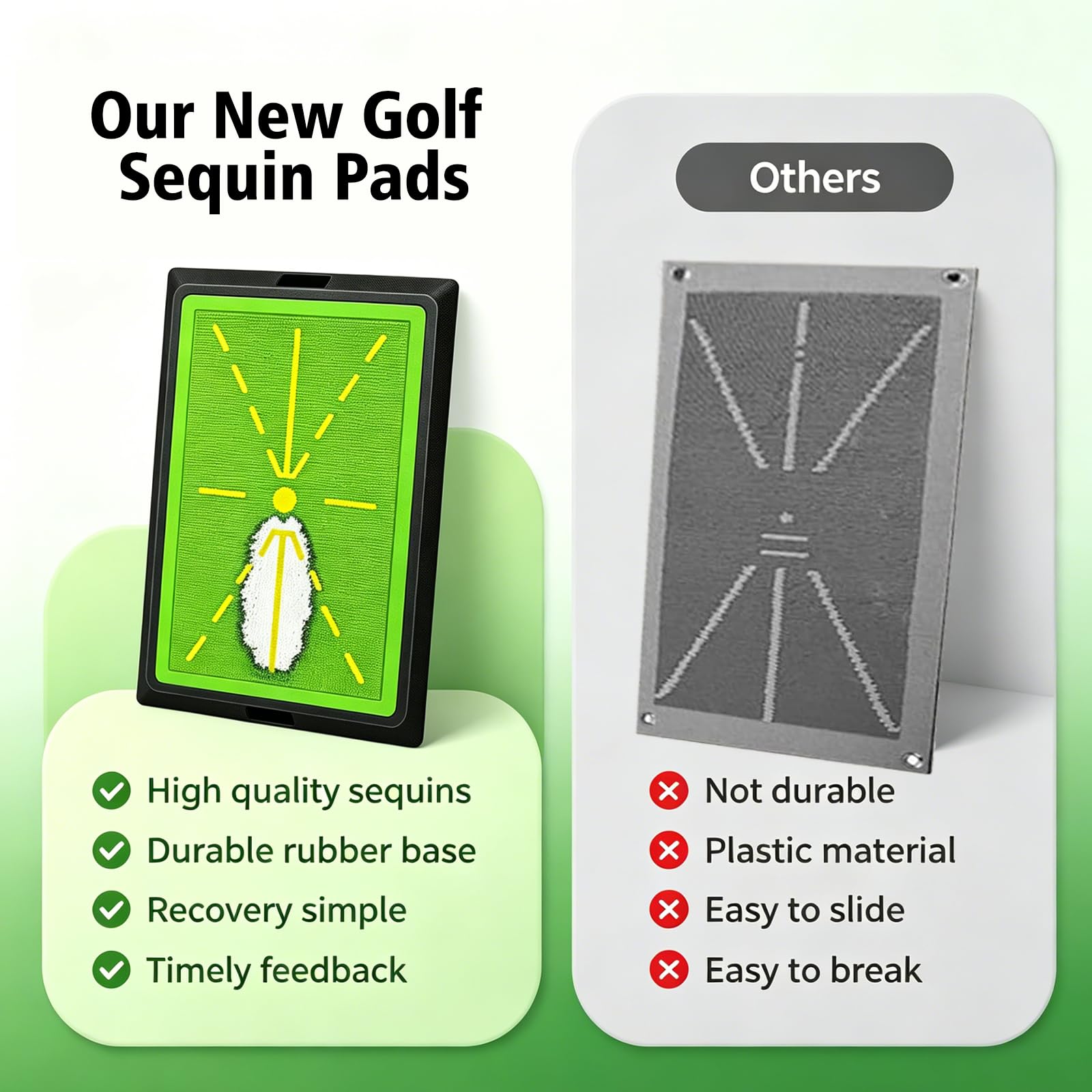 Golf Trainingsmatte, Golf zubehör, Golf-Schwungmatte mit Rutschfester Gummibasis für präzisen Ballkontakt und realistisches Schwung-Feedback, für den Innen- und Außenbereich