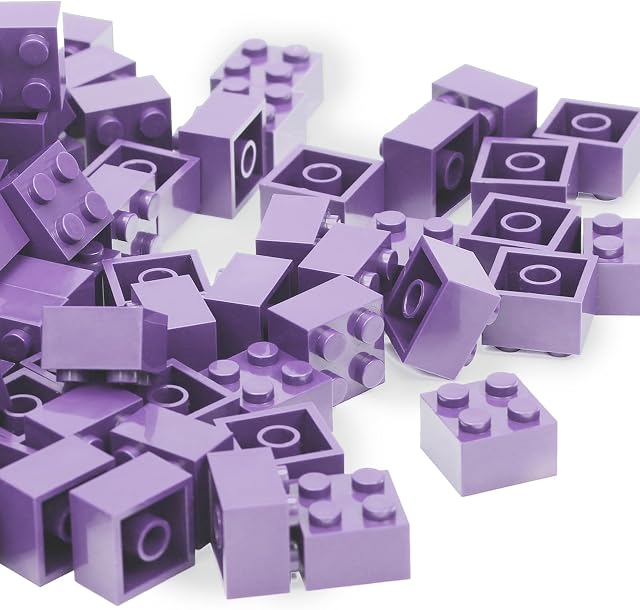 Unirolic Classic Building Bricks Set, 100 Piece 2x2 Basic Building Blocks STEM Creative Building Toys Compatible with All Major Brands(Purple)