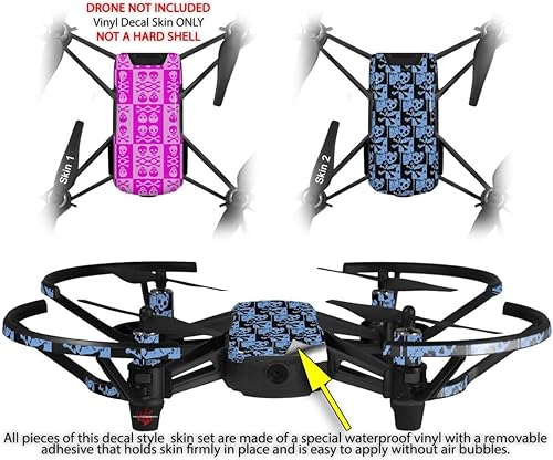Miniatura 2 de Skin Decal Wrap 2 Pack for DJI Ryze Tello Drone Skull and Crossbones Pattern Pink Drone NOT Included