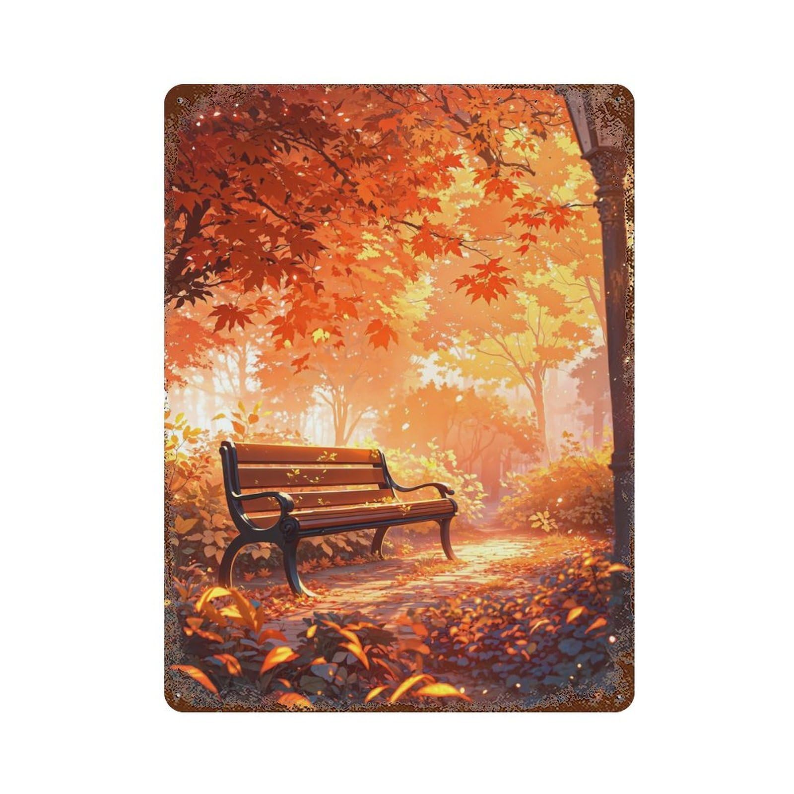 Autumn Serenity Rusty Metal Tin Sign 15.7"x11.8", Ideal for Farmhouse, Kitchen And Entryway Decor