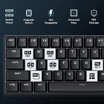 MCHOSE Ace 60 PRO Gaming Keyboard 60 Percent, Hall Effect Keyboard Wired, Magnetic Switch Keyboards Rapid Trigger, 8K Polling Rate, Adjustable Actuation Point, RGB Lighting, HotSwap, Black