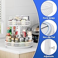Vista 5 de Organizador Lazy Susan de 2 niveles - Estante giratorio para especias de 12 pulgadas. Organizador Lazy Susan ajustable de metal para gabinete