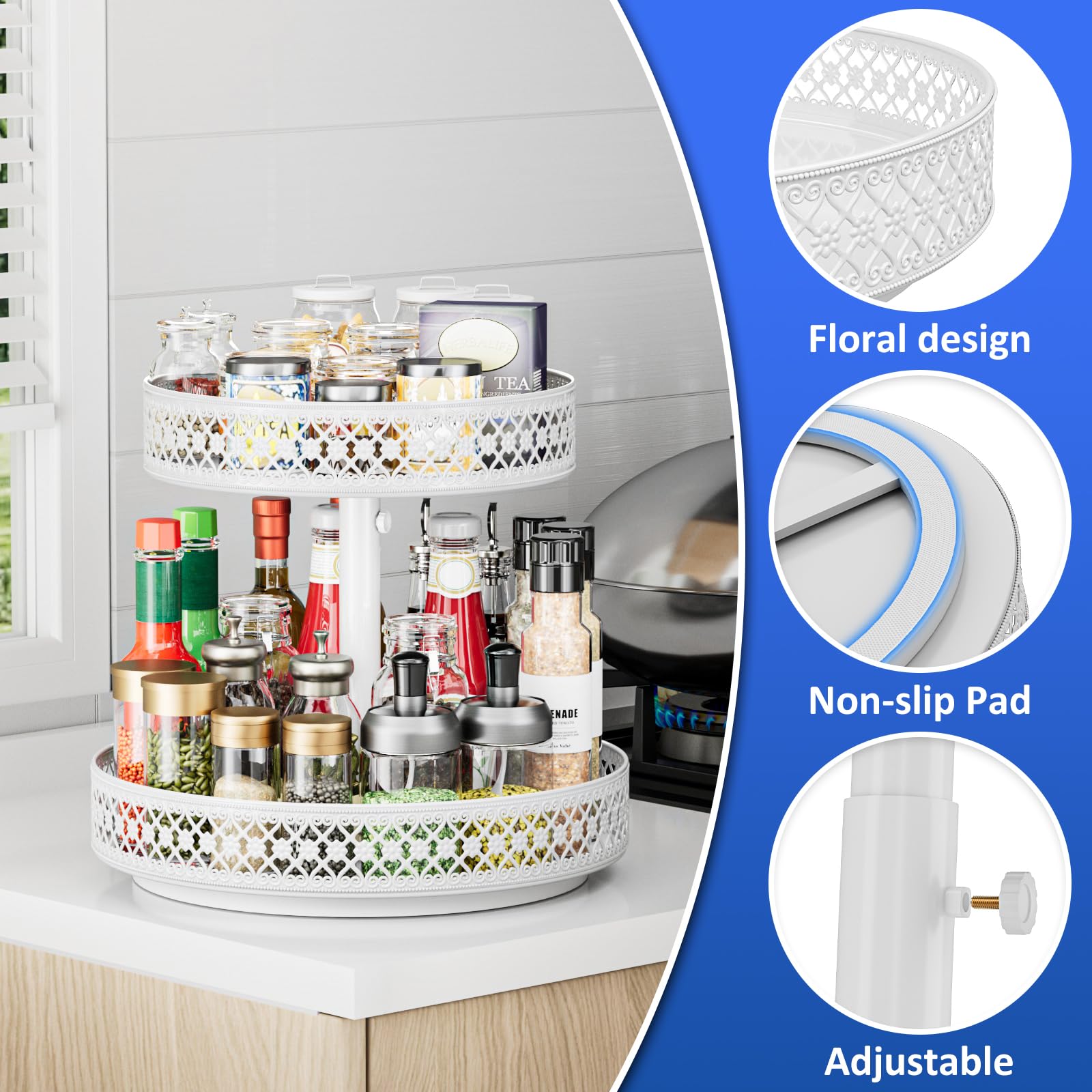 Snapklik.com : Lazy Susan Organizer 2 Tier - Turntable Spice Rack 12 ...