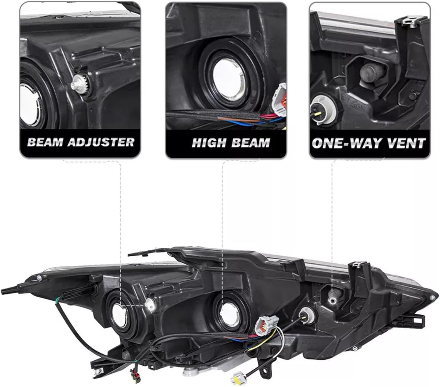 Halogen Headlight Assembly Compatible with 2016-2018 Nissan Maxima S/SL/SV – Projector Lens & LED DRL, Direct Plug & Play, Waterproof Left & Right (Chrome)