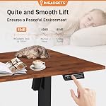 IMGadgets Bureau électrique, 47x24 Inches réglable en hauteur, 2026 6th Gen Quiet Motor Ergonomic Sit Stand Desk, Bureau d'ordinateur pour le bureau d'accueil, Boutons de mémoire en hauteur, Affichage, 2 Supports d'écouteurs