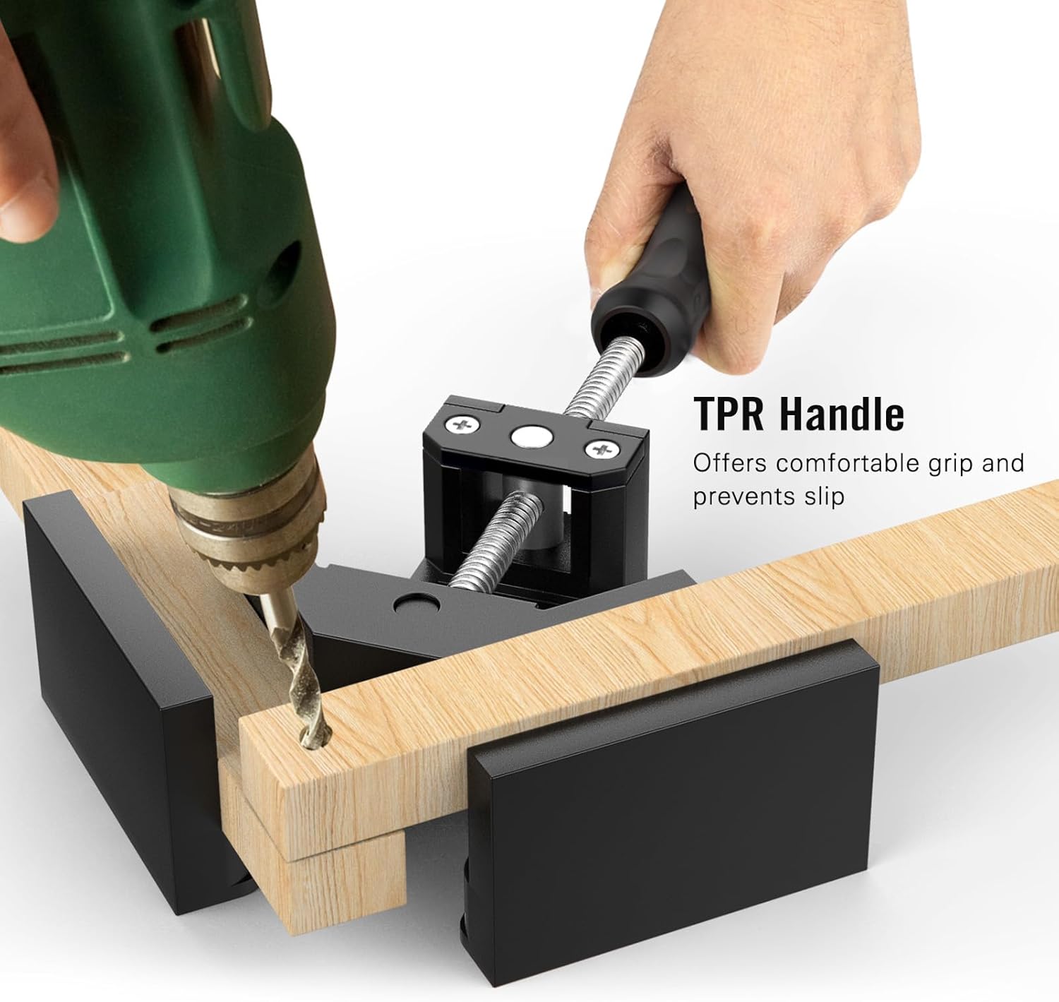 Right Angle Clamp, Housolution [4 PACK] Single Handle 90° Aluminum Alloy Corner Clamp, Right Angle Clip Clamp Tool Woodworking Photo Frame Vise Holder with Adjustable Swing Jaw - Black