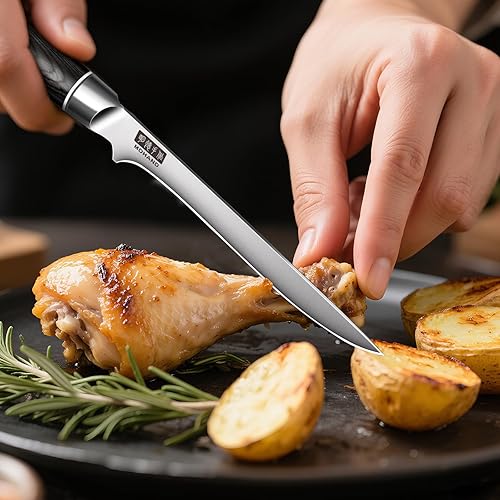 Miniatura 5 de MDHAND Juego de cuchillos de cocina  Juego de 7 cuchillos de chef de acero inoxidable de alto carbono, ultra afilados, juego de cuchillos