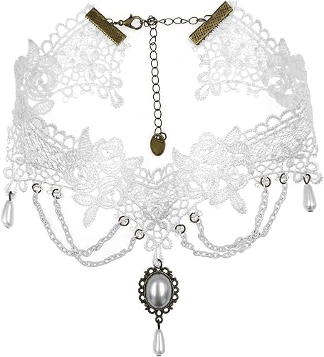 Eternity J. Gargantilla vintage, estilo gótico con borla de encaje y colgante