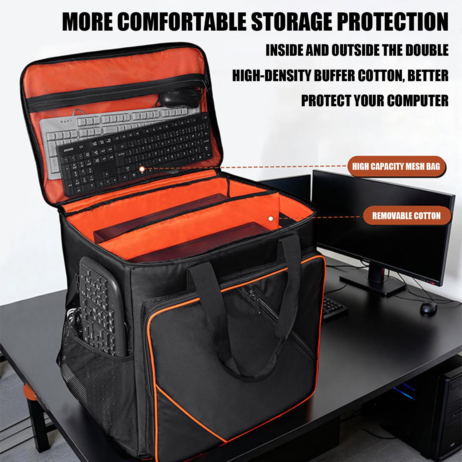 Custodia ergonomica per computer Host, per schermo, polvere, graffi, protezione con maniglia facile da trasportare, accessori, borsa per computer