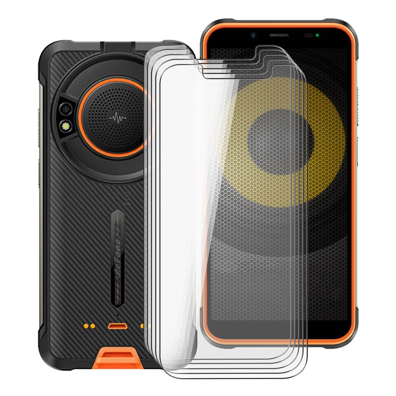 KJYF Tempered Glass Screen Protector for Ulefone Power Armor 16 Pro (5.93 inches), Pack of 5, 9H Hardness, HD Clear Tempered Glass Film for Ulefone Power Armor 16 Pro.