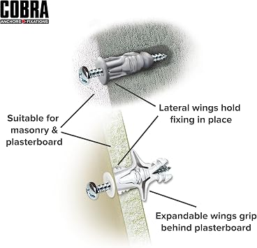 Cobra 4mm TripleGrip - Universal Plasterboard Wall Fixing (100 Pack)