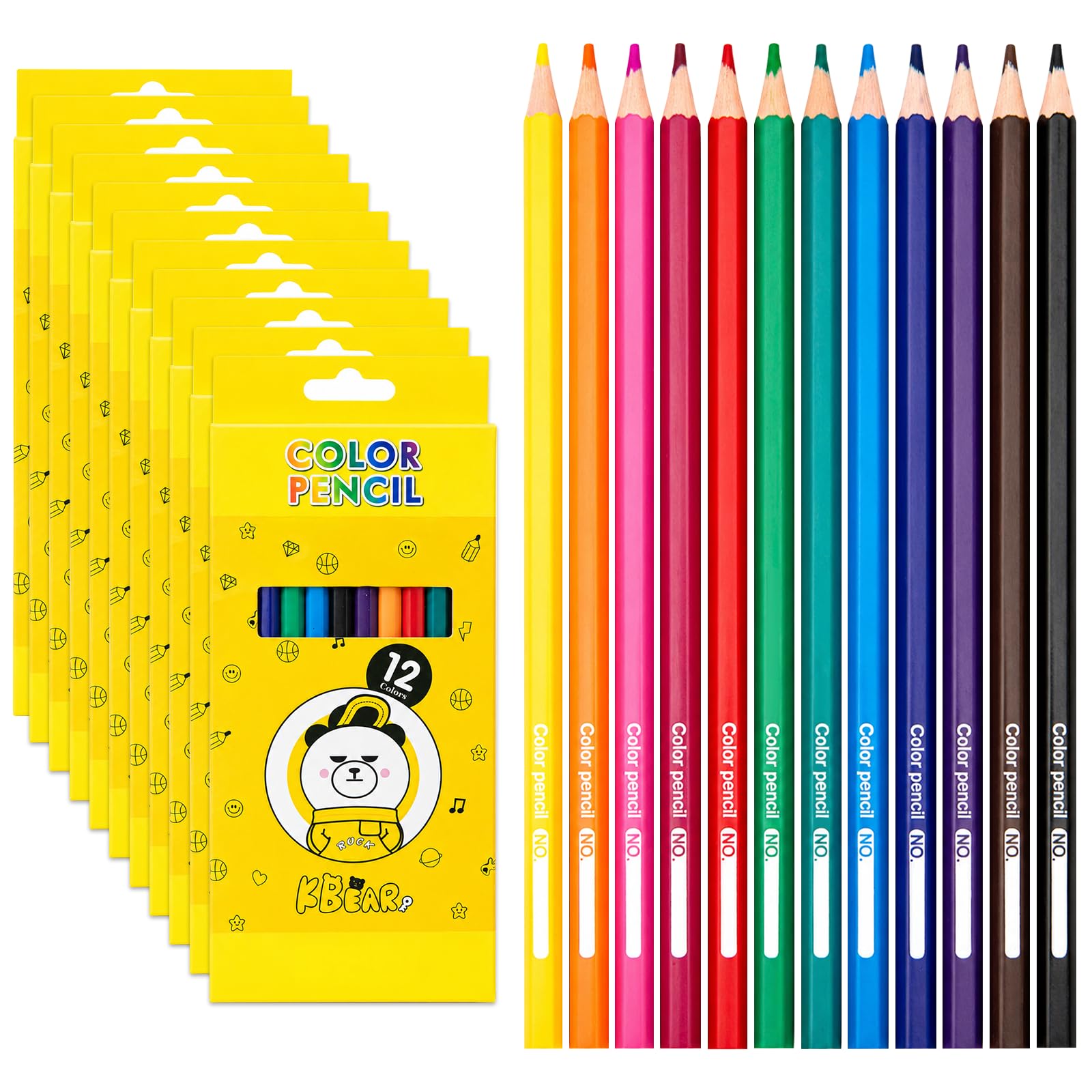 WISYOK 144pcs Colouring Pencils, 12 Colours, 12 Boxes, for Adults & Kids