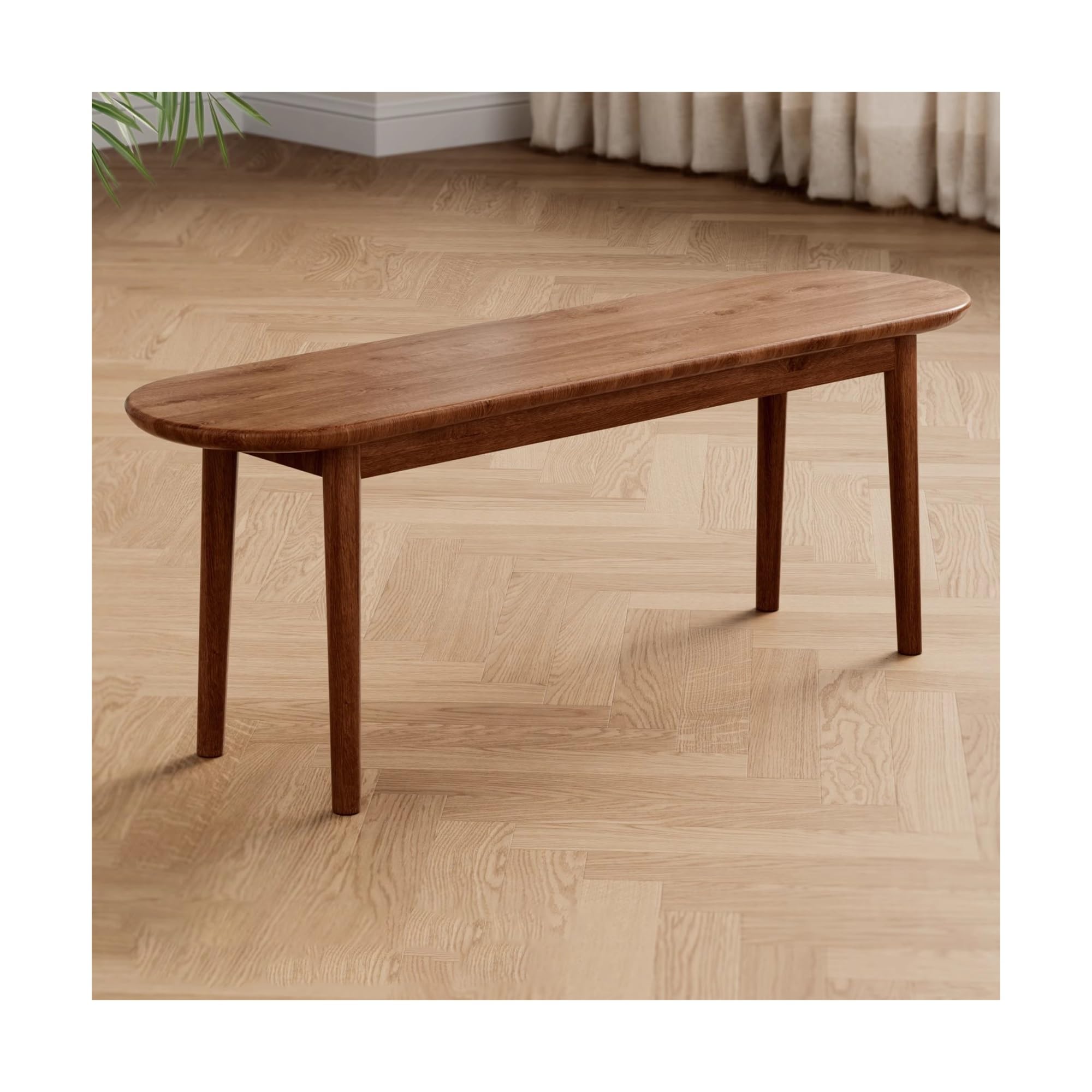 Banc de ferme rustique en bois 120 cm avec bords arrondis pour salle à manger