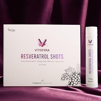 Vitisfera Resveratrol Shot – 200 mg Trans Resveratrol (Veri-te®) - 100mg Grape Seed Extract - 50mg Quercetin – 20 Vials - Forest Fruits Flavored