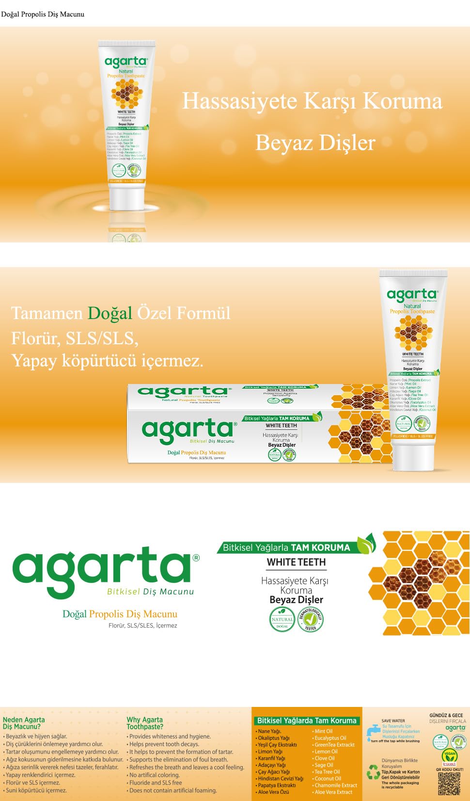 Agarta Doğal Propolisli Florürsüz Diş Macunu 100 ml