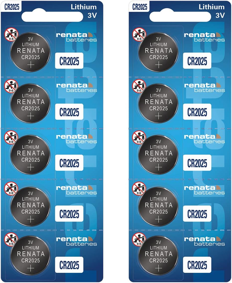 Renata CR2025 Batteries – 3V Lithium Coin Cell 2025 Battery (10 Count)