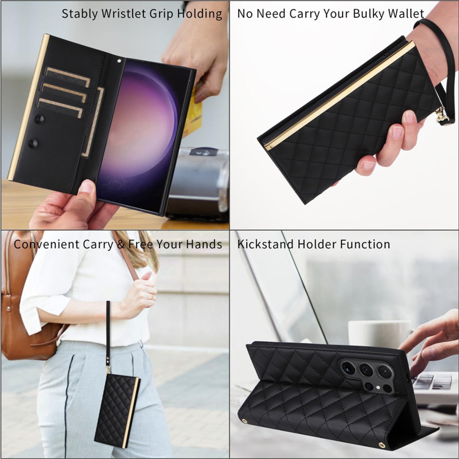 Do Samsung S22 Plus Portfel Skórzany Crossbody Etui na Telefon Karty Smycz Klapka Pokrowiec Torba (Do Samsung S22 Plus/Czerwony)