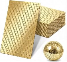 Glass Mirror Mosaic Tiles 12000 Pieces Mirrors Glass Mosaic Stickers for DIY Decoration, Bathroom, Living Room, Kitchen, DIY (5 x 5 mm, Gold)