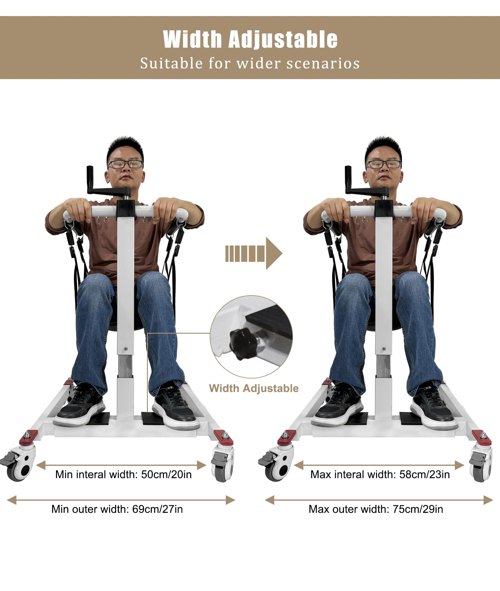 Elevador de Pacientes Ligero, Silla de Traslado de Paciente, Ajustable en Altura/Ancho, Dispositivos de Asistencia para Ancianos, Elevador de Traslado de Cama a Silla de Ruedas