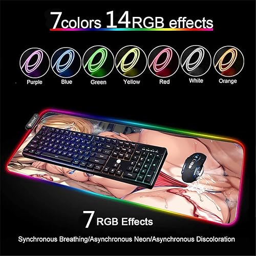 Miniatura 3 de Alfombrilla de mouse de anime para niña, sexy, XXL RGB, accesorios de juegos, alfombrilla de escritorio LED, alfombrillas de juego, alfombrillas de