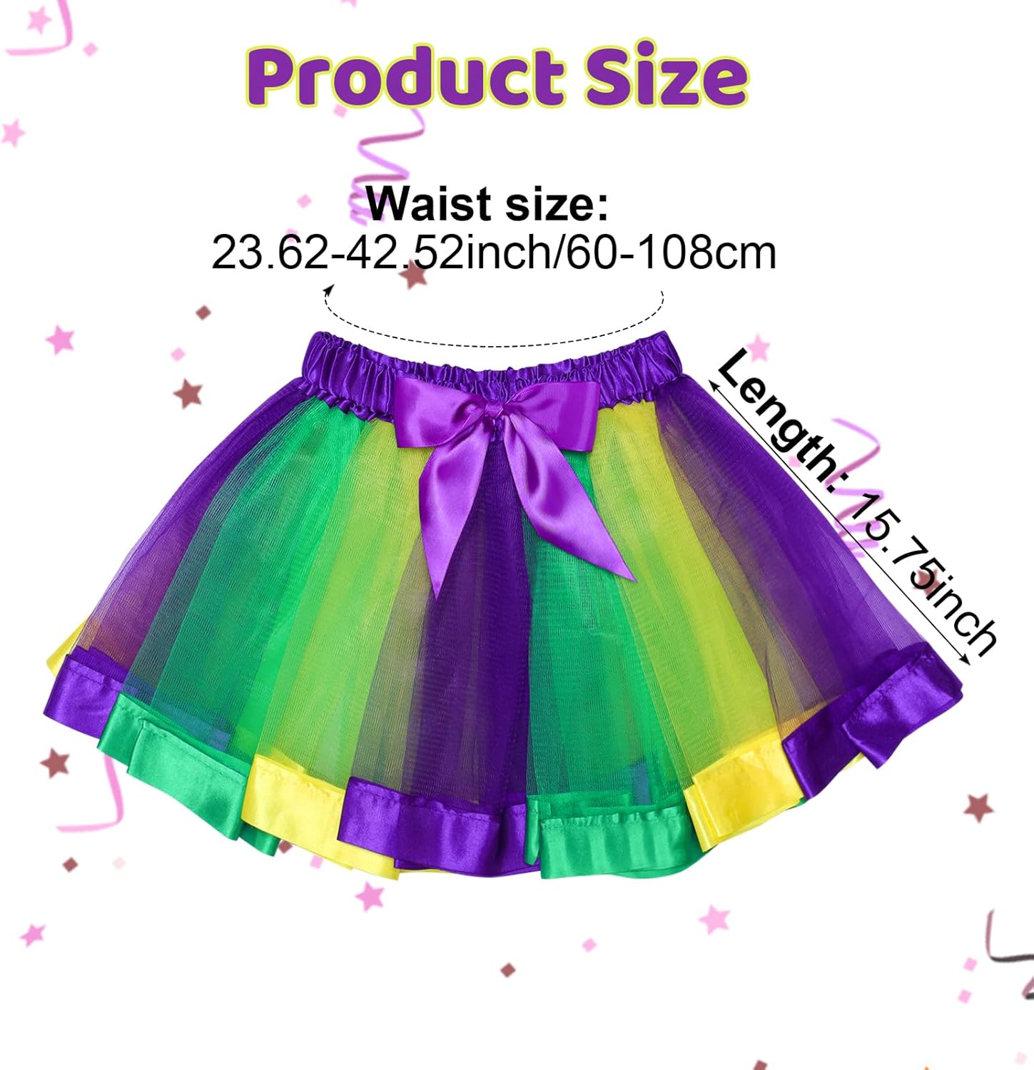 Heliltd 4pcs Mardi Gras Accessories include Tutus Skirt and Pendant Bead Necklaces Mardi Gras Dress for Women Costume Party - Image 4