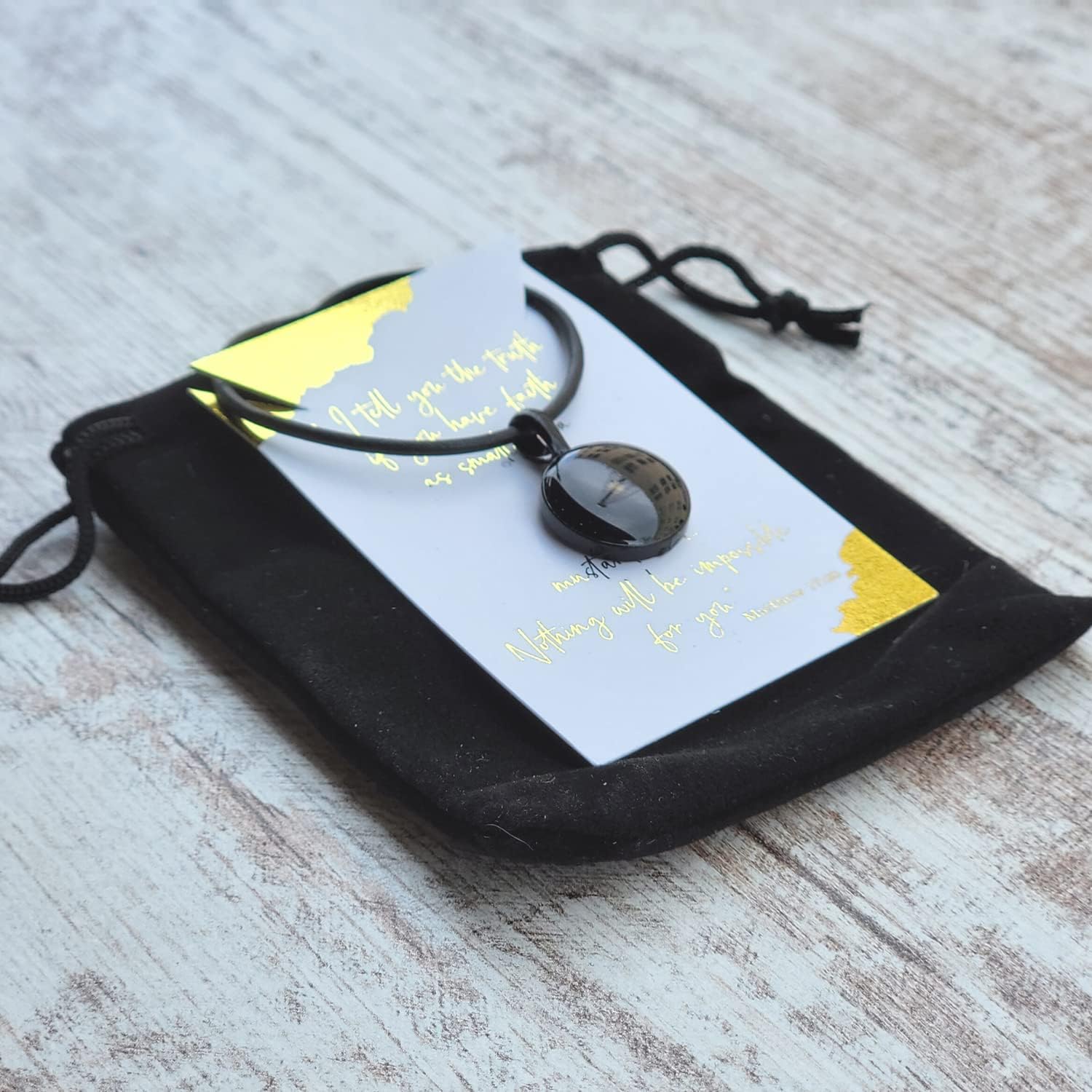 Mustard Seed Christian Necklace for Men, Adjustable Leather and Resin, Inspirational Gift for Men