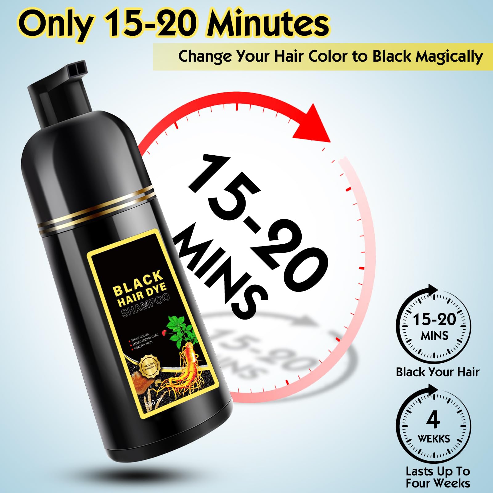 Amazon.com : Black Hair Dye Shampoo 3 in 1, Herbal Shampoo Hair