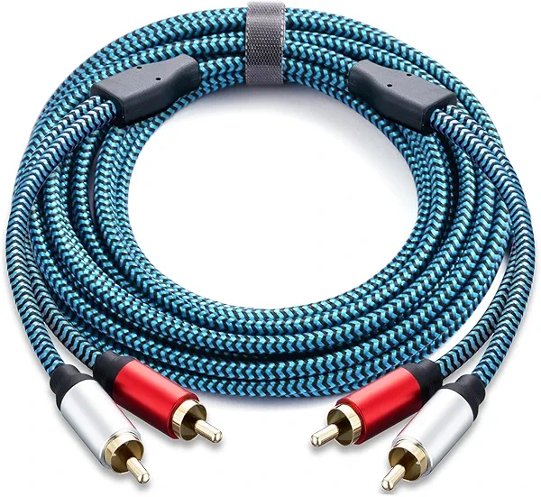 Hftywy RCA Cable 30ft 2RCA Male to 2RCA Male Stereo Audio Cable Nylon-Braided Auxiliary Audio Cord for Home Theater HDTV Amplifiers Hi-Fi Systems Speakers and etc