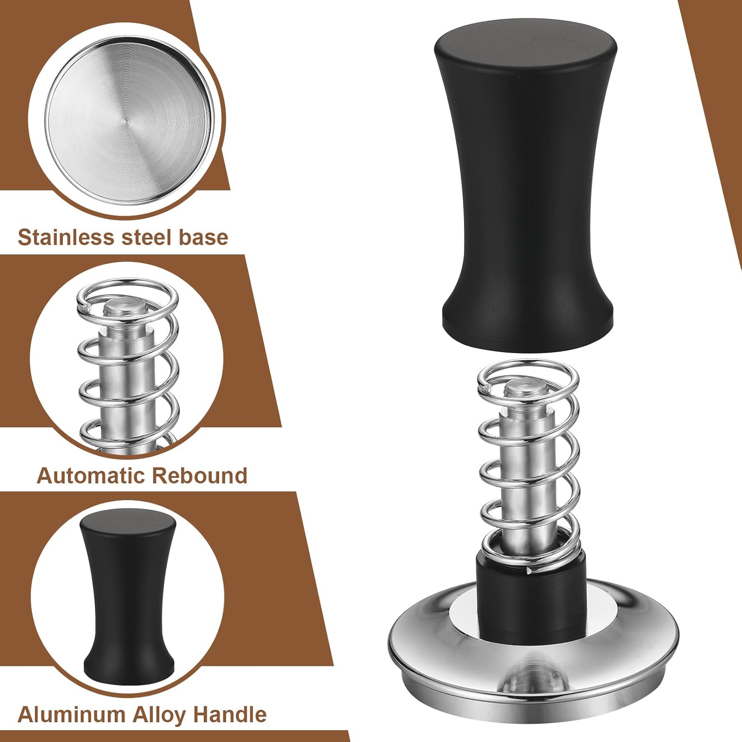 Roowest 5 Pack 54 mm Espresso Accessories Kit Wooden Tamper Station Coffee Distributor Stirrer Tamping Mat with Brush, Multipurpose Tools for Bar Home Office