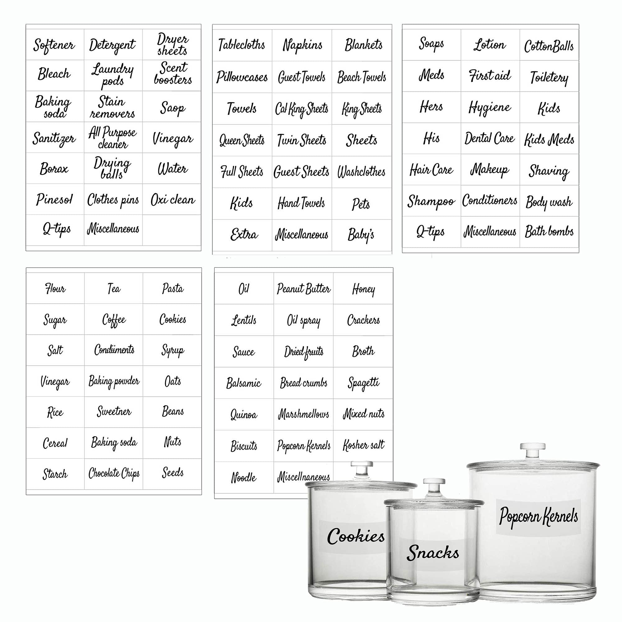 Buy Modern Home organization Labels, Laundry room, Linen closet, Pantry