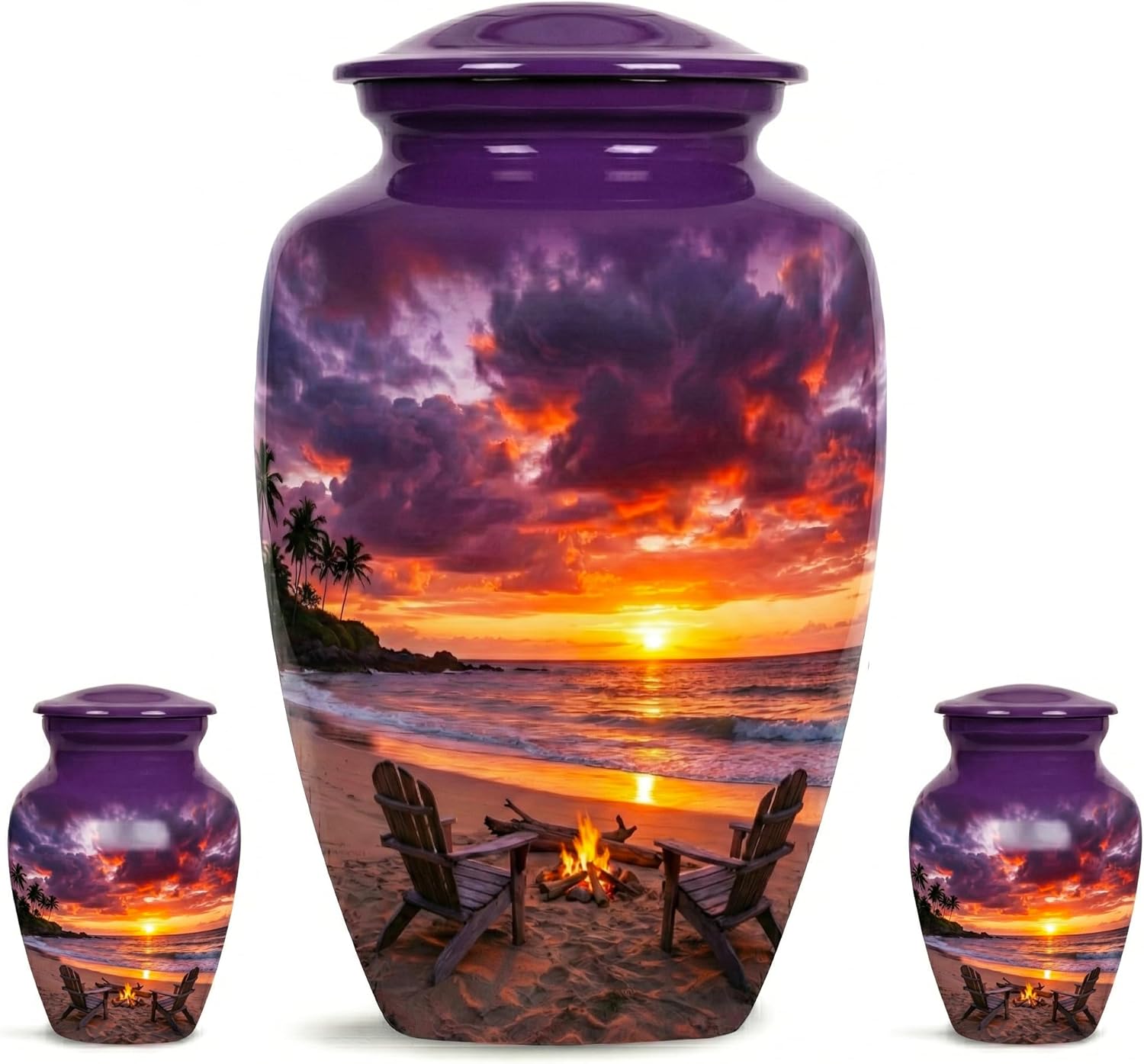 Artsymade Beach Urn for Ashes Adult Male, Funeral Purple Urns for Human Ashes Adult Female, Decorative Urns for Human Ash, Cremation Urn for Adults, (Classic 10 Inch, Large)