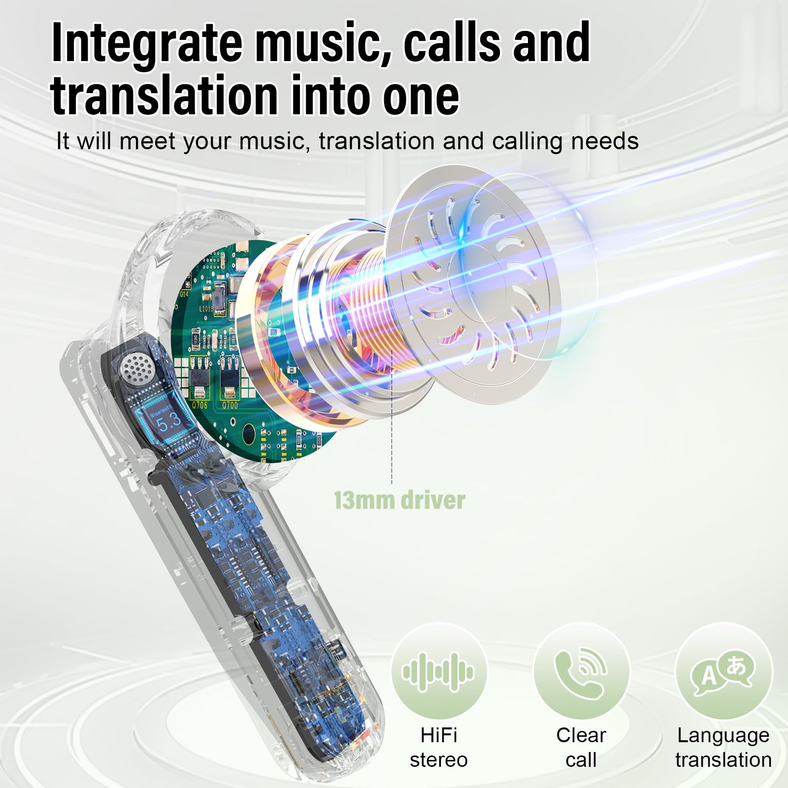 Traducteur Vocal Instantané Avec écouteurs - 164 Langues, 5 Modes, Bluetooth 5.3 - Pour Voyages Et Réunions