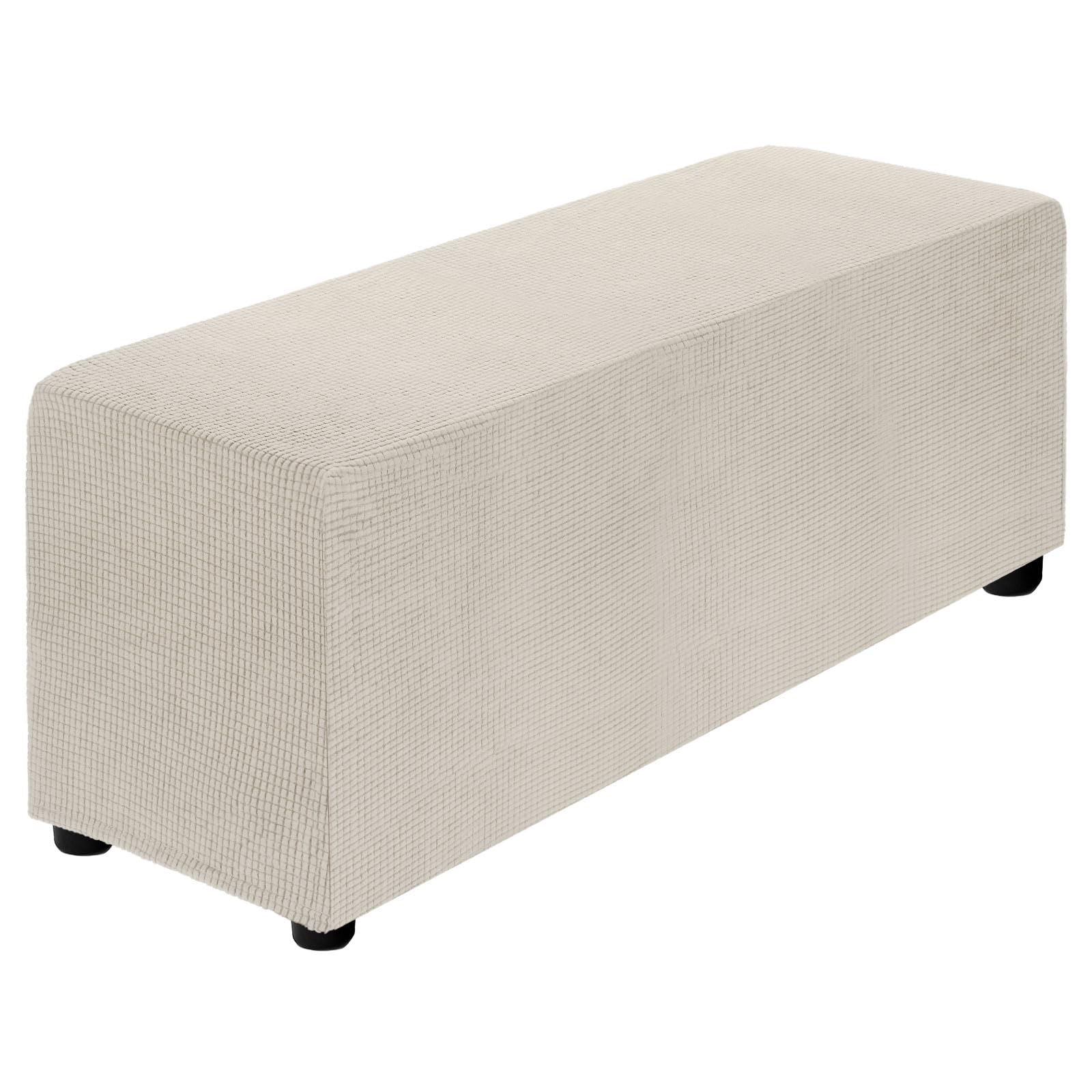 uxcell Stretch Ottoman Cover Rectangular Oversized Square Ottoman Slipcover with Elastic for Foot Stool Living Room Bedroom Fit Length 101-127cm / 40"