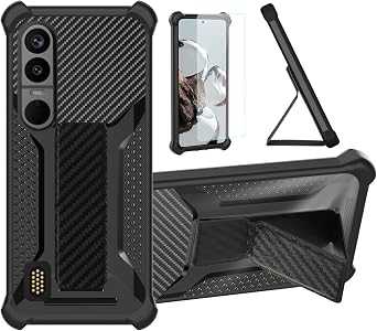 Case Compatible for Bittium Tough Mobile 3 Phone Case Stand Cover [with 1* Tempered Glass Screen Protector] Hybrid Case [Folding Support Magnetic] [Frosted Anti-Fingerprint] Black
