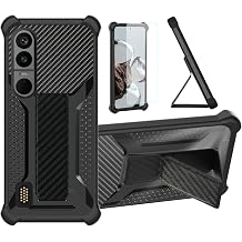 Case Compatible for Bittium Tough Mobile 3 Phone Case Stand Cover [with 1* Tempered Glass Screen Protector] Hybrid Case [Folding Support Magnetic] [Frosted Anti-Fingerprint] Black